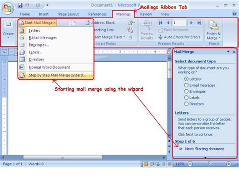 How to create mail merge in word