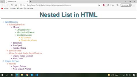 How to create menu list in html
