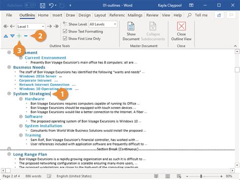How to create outline in word