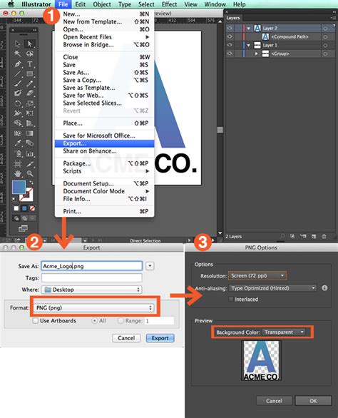 How to create png in illustrator