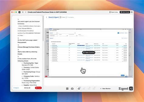 How to create purchase order in sap.  Built on Eigent Open Source Cowork wit...