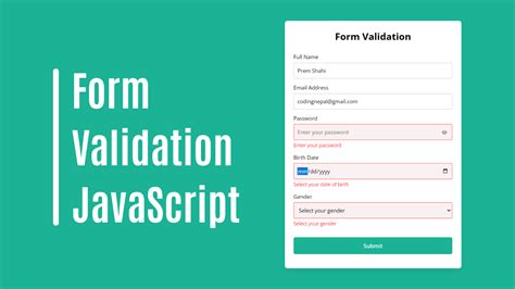How to create registration form with JavaScript Validation in HTML
