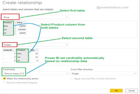 How to create relationship in power bi