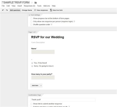 How to create rsvp in google docs