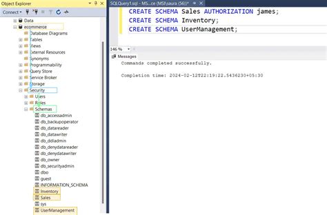How to create schema in sql server