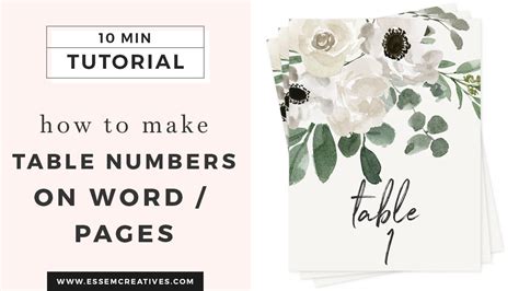 How to create table numbers in word