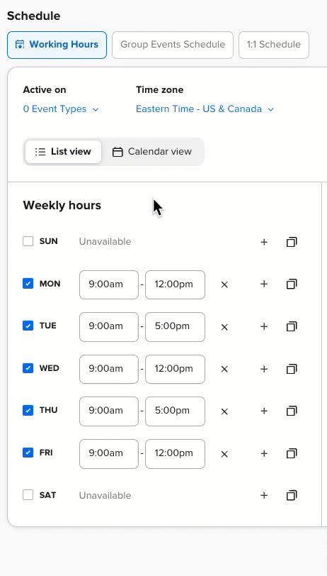 How to create working hours with Calendly schedules Help Center