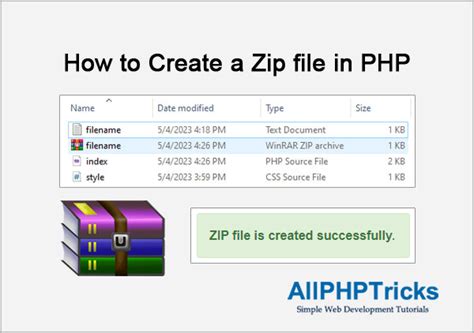 How to create zip file in php