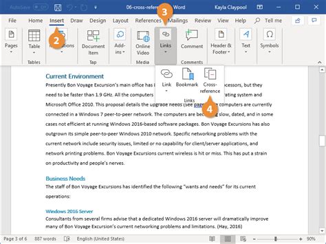 How to cross reference in word