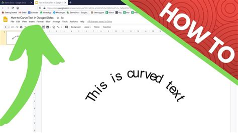 To curve text, create an image in an online tool and insert it