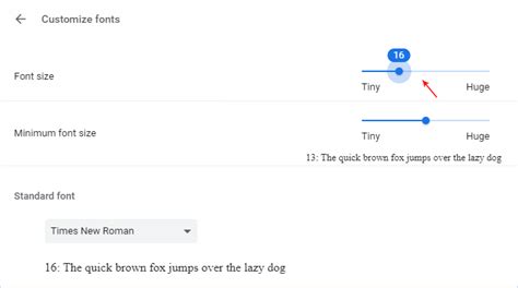 How to customize font size in Chrome (Text) Why is Down