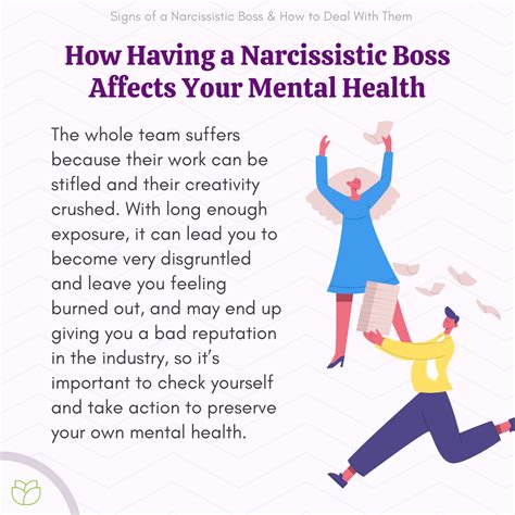How to deal with a narcissistic boss. Nov 7, 2023 · Go walk around the block (or your living room, if you’re working from home). When you come back, you’ll be able to speak in a calmer way. Sometimes it’s not possible to just drop off Zoom ... 