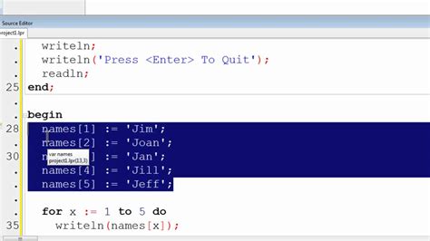 How to declare an array in pascal
