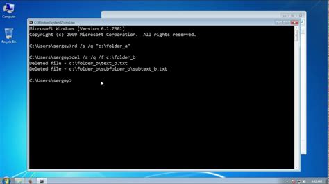 How to delete a directory in cmd