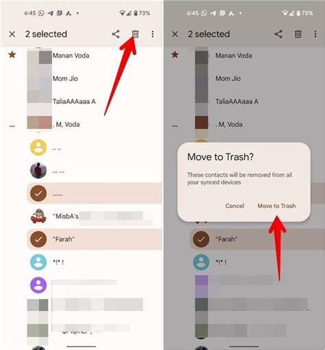 How to delete contact in android phone