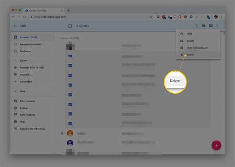 How to delete contacts in gmail