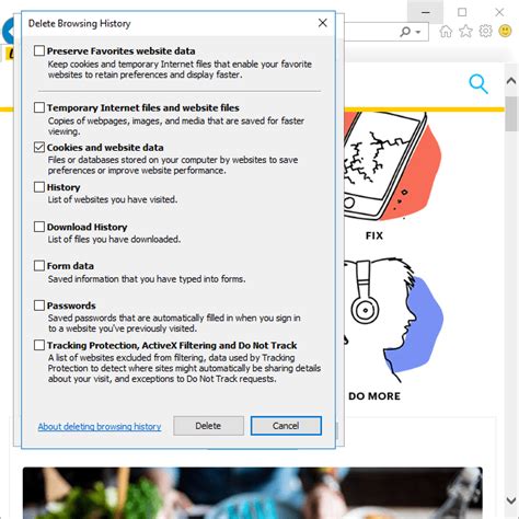 How to delete cookies in explorer