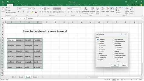 How to delete extra rows in excel