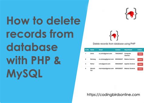 How to delete records from a database with PHP - Coding Birds …