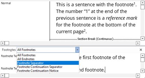 How to delete separator line above footnotes in Word Knowl365