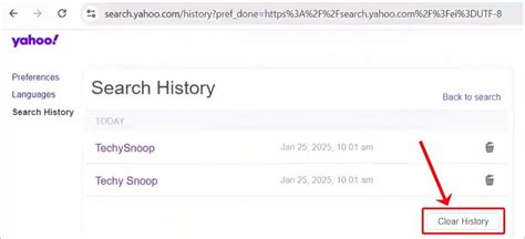 How to delete yahoo search history on phone