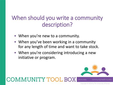 How to describe a community. 8 Ağu 2021 ... A community is a group of people who share something in common. You can define a community by the shared attributes of the people in it and/or ... 