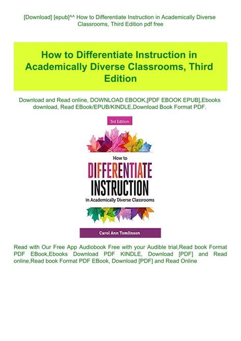 How to differentiate instruction in academically diverse classrooms pdf