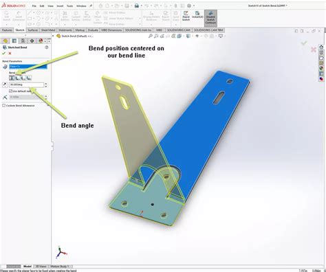 How to dimension bend lines in solidworks.  They visually communicate the location and nature ...
