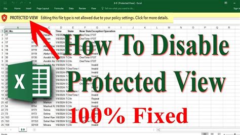 How to disable protection in excel