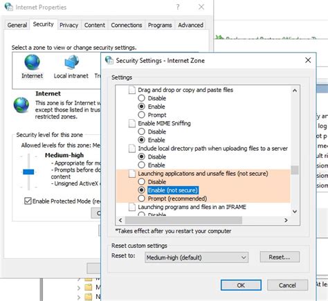 How to disable security warning in ie