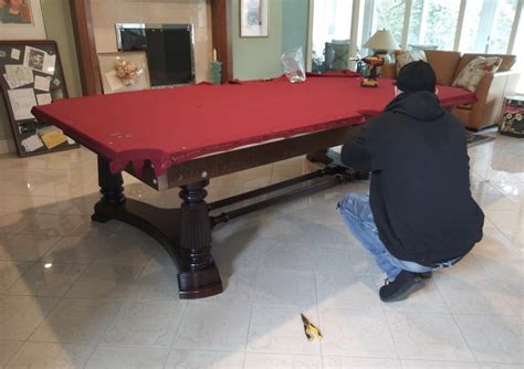 How to disassemble a pool table. 4. Secure the pieces. All the pieces of your pool table fit together nicely like a puzzle. To make sure that stays true, every piece you remove needs to be secured and protected for the move. Wrap the pockets, bumpers, corners, and legs in moving blankets. Roll up the felt and secure it. 