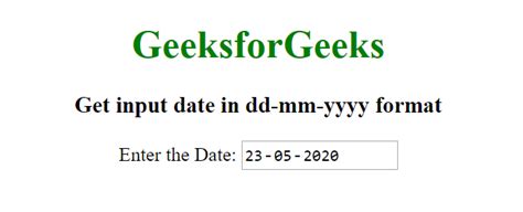 How to display date in ddmmyyyy format for input in HTML