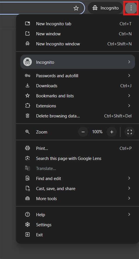How to display menu in chrome