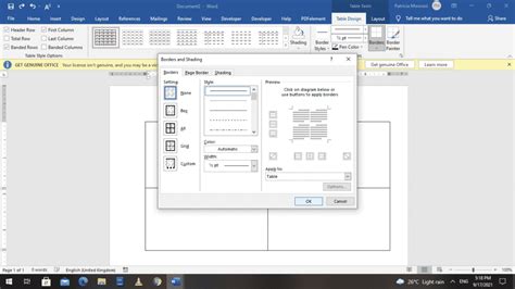 How to divide a page into four quarters in Microsoft Word