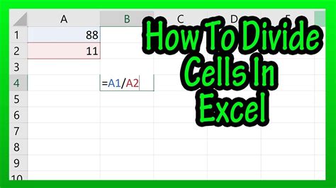 How to divide single cell in excel