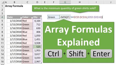 How to do array formula in excel
