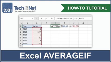 How to do averageif in excel