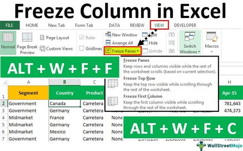 How to do freeze in excel