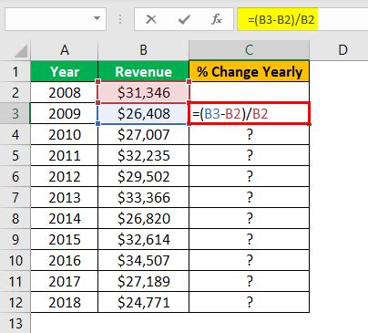 How to do percentage change in excel