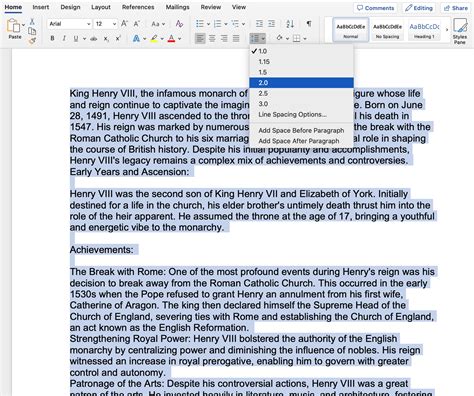 How to double space paragraphs in word