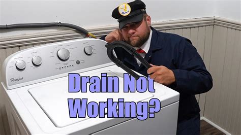 How to drain water from whirlpool washing machine. Step One: Check the Drain Hose. Power off your machine and unplug it. Disconnect the drain hose from the standpipe, checking for clogs in the hose’s end (lint could be blocking water flow). Place the drain hose in the bucket to see if gravity drains any water from the tub. 