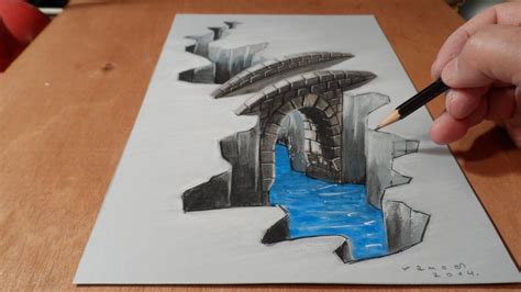 How to draw 3D Bridge Water Path pencil drawing YouTube