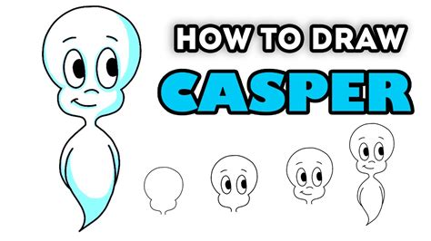 How to draw Casper the Friendly Ghost Step by step drawing tutorials
