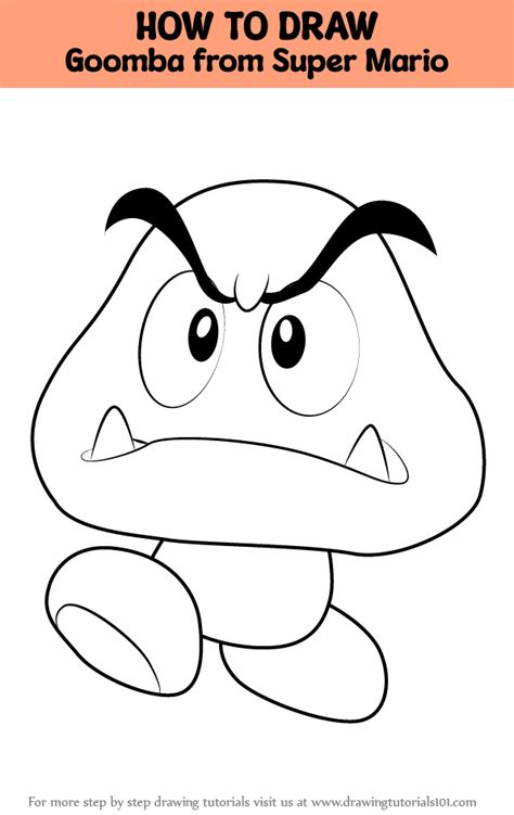 How to draw Goomba from Super Mario games Step by step drawing tutorials