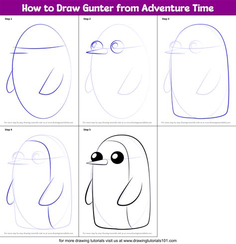 How to draw Gunter from Adventure Time Step by step drawing tutorials