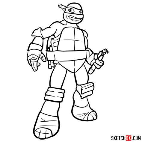 How to draw Michaelangelo ninja turtle cartoon style Step by step
