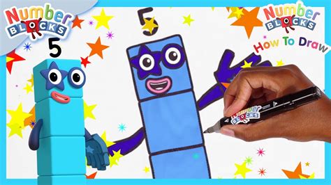 How to draw Numberblocks Number 5