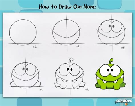How to draw Om Nom by on deviantART Doodle