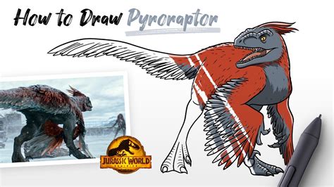How to draw Pyroraptor from Jurassic World Dominion Coloring pages