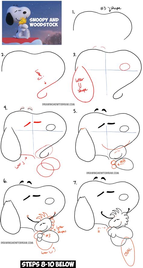 How to draw Snoopy Step by step drawing tutorials Snoopy drawing